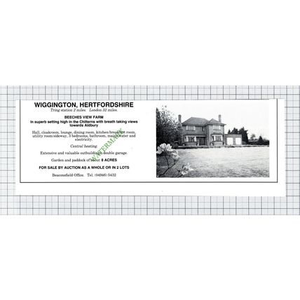 Beeches View Farm Wiggington Hertfordshire Sale Advert - 1981 Cutting
