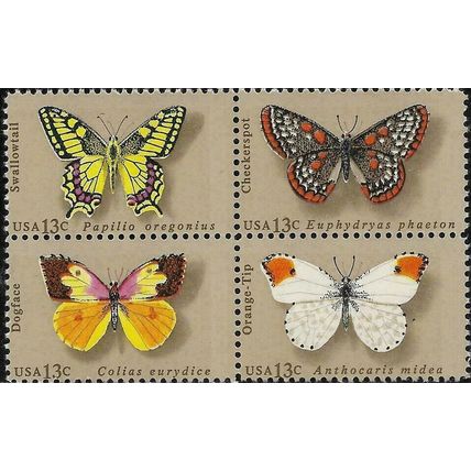 Butterfly Series Sheet of Fifty 13 Cent Postage Stamps Scott 1712-15