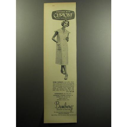 1957 Bemberg Cupioni Rayon Yarn Advertisement - Feiner Duster