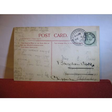RED LION & 15th C. HOUSE, LACOCK, WILTS. antique postcard by E C Hunt 1907 pm =
