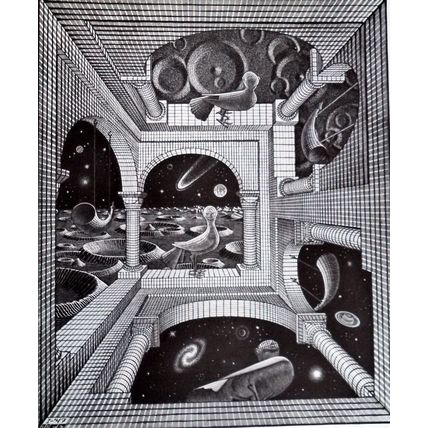 ESCHER print ANOTHER WORLD Vintage 60S Orig Graphic Poster optic wall art Gift