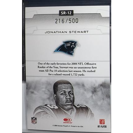 2008 Rookies & Stars JONATHAN STEWART (Panthers) Studio RC #SR-12 216/500