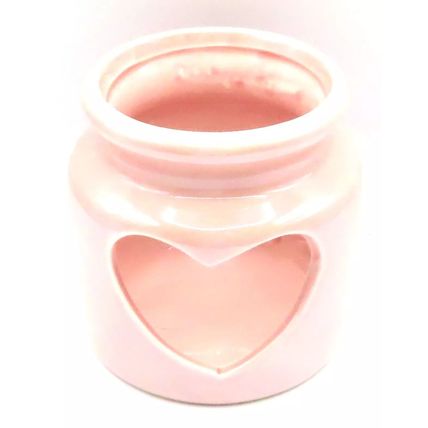 Pink Tealight & Votive Holder Caremic with Heart Shaped Detail 9.5 CM Gift Decor