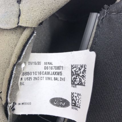 20-23 Ford Explorer Police Interceptor Rear 2nd Row Middle Seat Material Vinyl