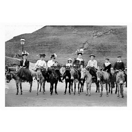 pt3655 - Women & Girls on Donkeys , Scarborough , Yorkshire - Print 6x4