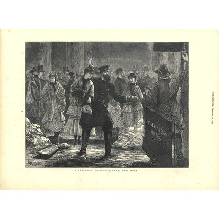 A FEBRUARY THAW - BROADWAY, NEW YORK 1872 William John Hennessy ENGRAVING