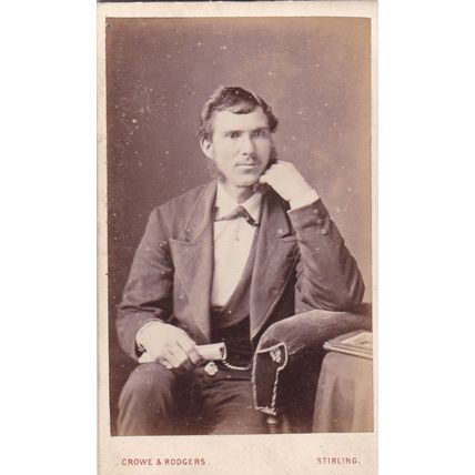 VICT. CDV PHOTO -SEATED MAN, HEAD ON HAND BY CROWE @ RODGERS, STIRLING