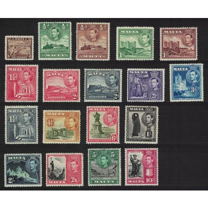 Malta George VI Definitives 18v 1938 MH SG#217-231
