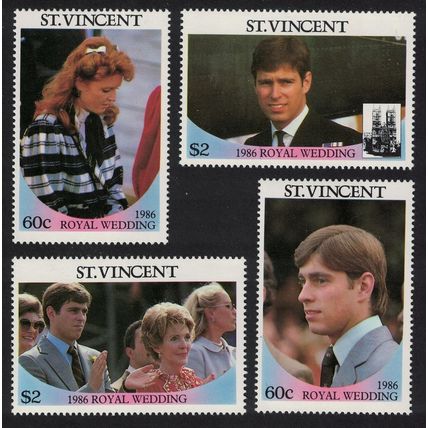 St. Vincent Royal Wedding Prince Andrew 4v 1986 MNH SG#1009-1012 Sc#958-959