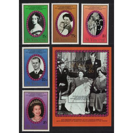 St. Vincent Royal Ruby Wedding 5v+MS 1987 MNH SG#1079-MS1084