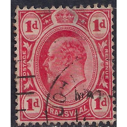 Transvaal South Africa 1905 - 9 KEV11 1d Scarlet used SG 274 ( K185 )