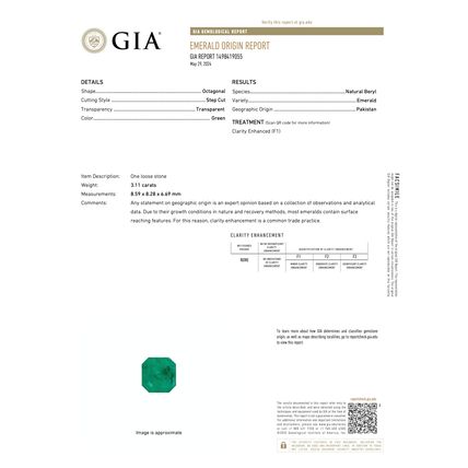 Swat Emerald 3.11 carats GIA certified - Natural Emerald Loose Gemstone