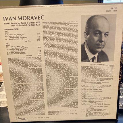 W.A. Mozart Fantasia & Sonata in C Minor -Ivan Moravec-Connoisseur Society LP