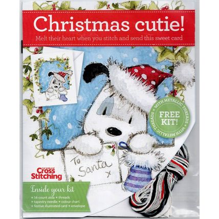 Christmas Cross Stitch Cover Kit- CHRISTMAS CUTIE - Card Kit