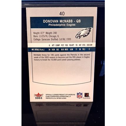 DONOVAN McNABB 2003 SKYBOX LIMITED EDITION FOOTBALL CARD #40