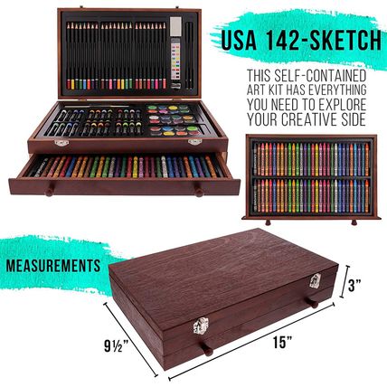 U.S. Art Supply 162-Piece Deluxe Mega Wood Box Art Painting and Drawing Set - Ar