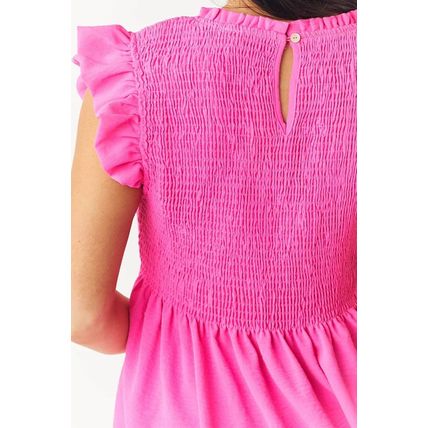 Rose Smocked Ruffle Flutter Sleeve Peplum Blouse