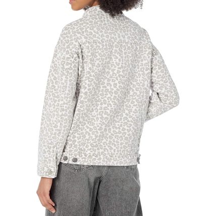 White Leopard Printed Flap Pocket Denim Jacket