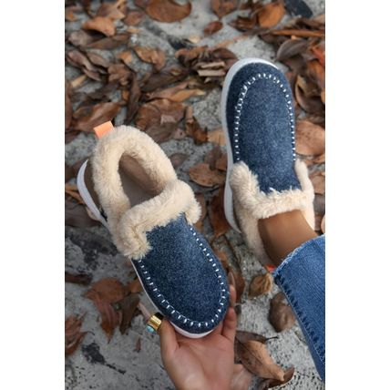 Blue Suede Stitching Patchwork Plush Lined Anklet Boots