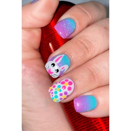 Bonbon Polka Dot Bunny Easter Fashion Square Nail Stickers