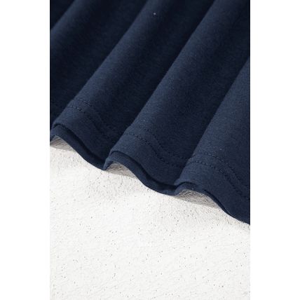 Dirty blue Solid Color Toothpick Stripe Round Neck T Shirt