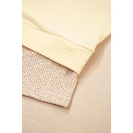 Apricot 2 in 1 Faux Two Piece Patchwork Round Neck Sweatshirt