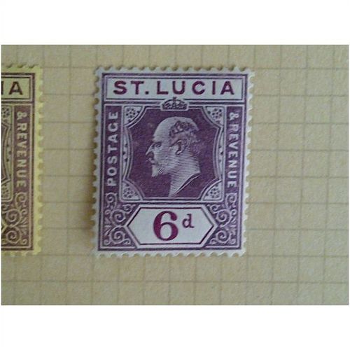 St Lucia KEVII 1907 6d Dull Purple & Bright Purple Mounted Mint MM SG72ab stamp