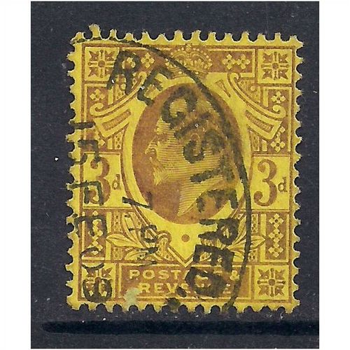GB 1901 - 10 KEV11 3d Yellow/Purple Jubilee used.(G906 )