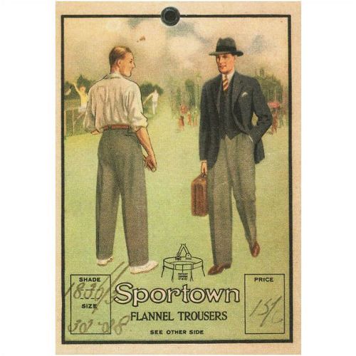 Price Ticket Label Sportown Flannel Trousers Tennis Cricket