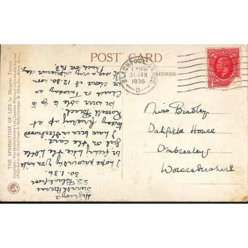 Vintage GB Postcard 1936 - Over The Hills And Far Away - The Springtime Of Life