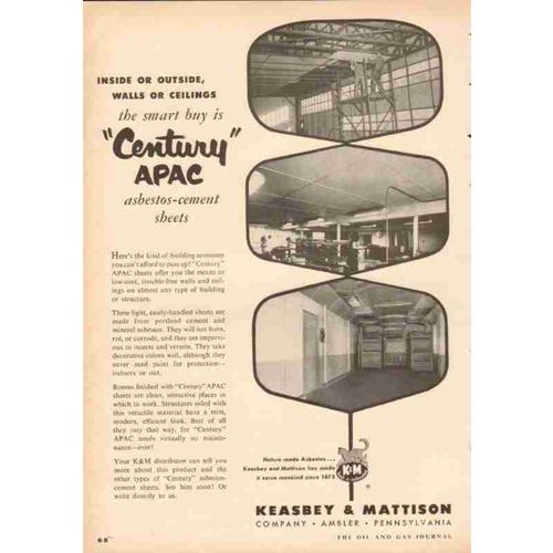 keasbey mattison company 1953 century apac asbestos cement vintage ad
