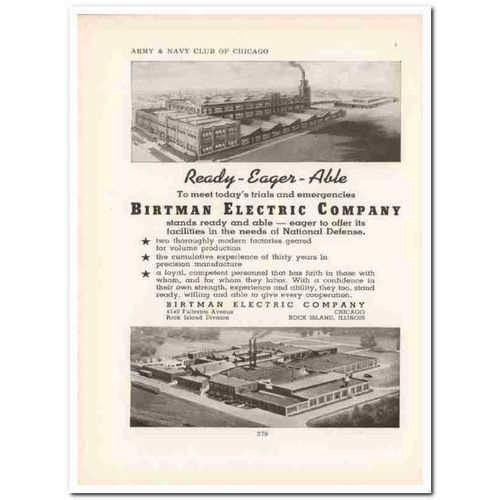 birtman electric company 1943 ready-eager-able ww2 wartime vintage ad