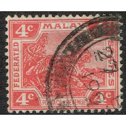 Federated Malay States 1904 4c Scarlet (Die II) wmk MCrown CA SG38 FU