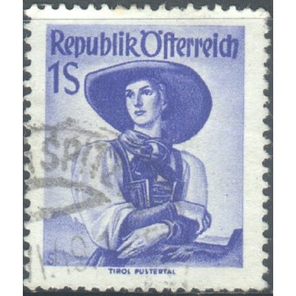 Austria 1948 - SG1125 - 1s blue - "Tirol Pustertal" - used