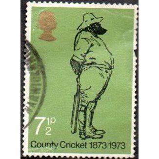 1973 County Cricket - 1873-1973. 7.1/2p Value. Fine Used