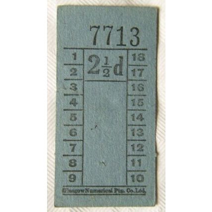 Vintage: Glasgow Numerical Ptg. Co. 2½d ticket