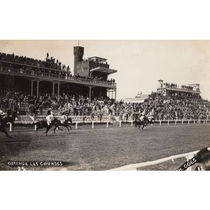 Ostende Belgium Horse Race Racing Les Courses Vintage Real Photo Postcard