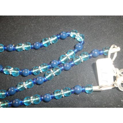 27" three shades of blue glass necklace lanyard cord sun reading driving glasses
