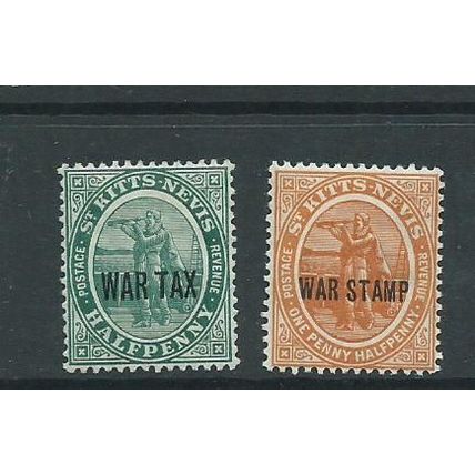 st.kitts nevis george v war stamps sg22a sg 23 sg 22a sg 23 hm