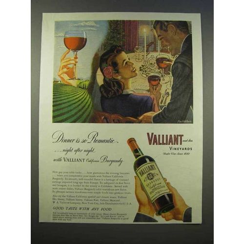 1946 Valiant California Burgundy Wine Ad - So Romantic
