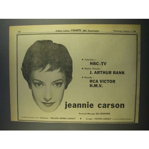 1956 Jeannie Carson Ad - Television NBC-TV