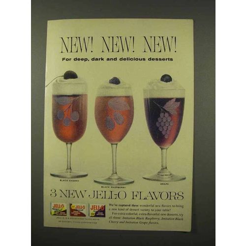 1956 Jell-O Ad - Black Cherry, Black Raspberry, Grape