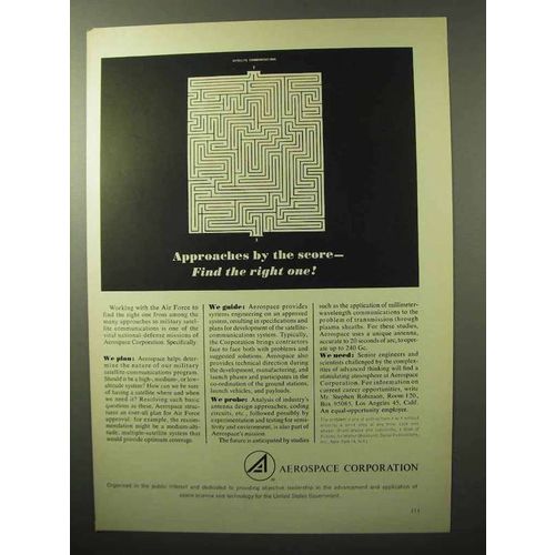 1964 Aerospace Corporation Ad - Approaches by the score