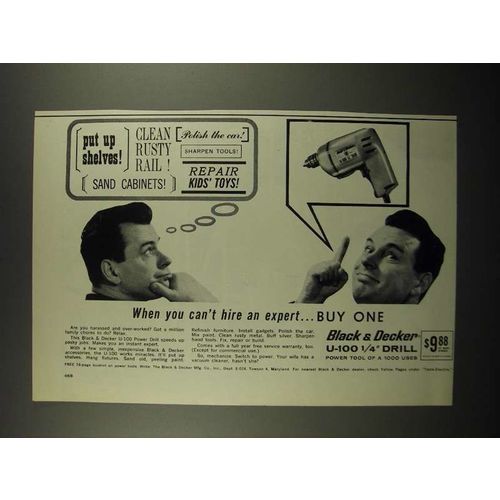 1964 Black & Decker U-100 1/4" Drill Ad - Put Up Shelves