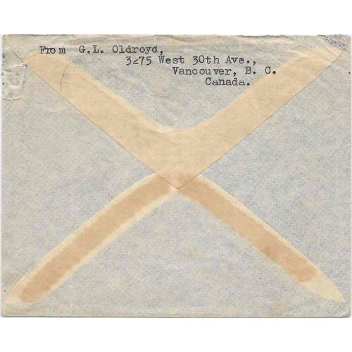 Canada Wildlife ISSUE AIR MAIL 1953, Vancouver BC to Australia