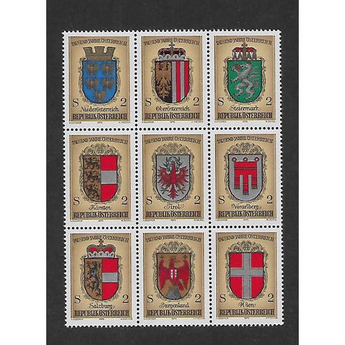 AUSTRIA 1976 1000th ANNIV OF AUSTRIA SET 9 VALS U/M MINT