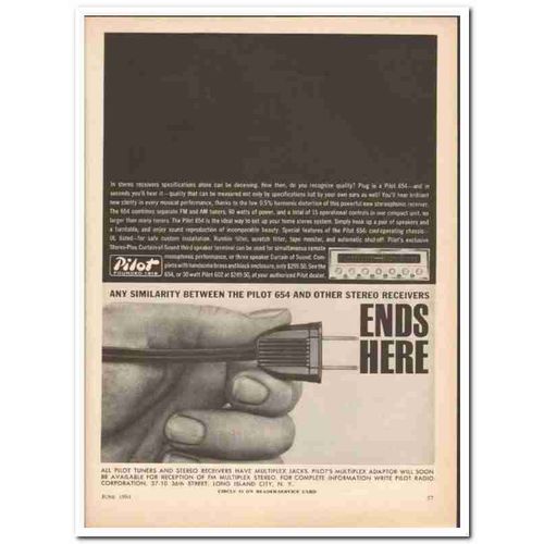 PILOT RADIO CORP 1961 model 654 AM FM Stereo Receiver vintage ad