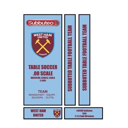 Tabletop Football Subbuteo Box Label West Ham United (ENG) away