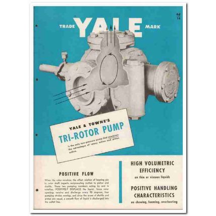 Yale Towne Mfg Company 1945 vintage industrial catalog Tri-Rotor Pump