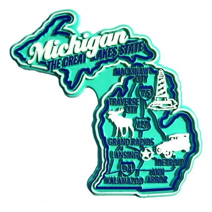 Michigan the Great Lakes State Premium Map Fridge Magnet